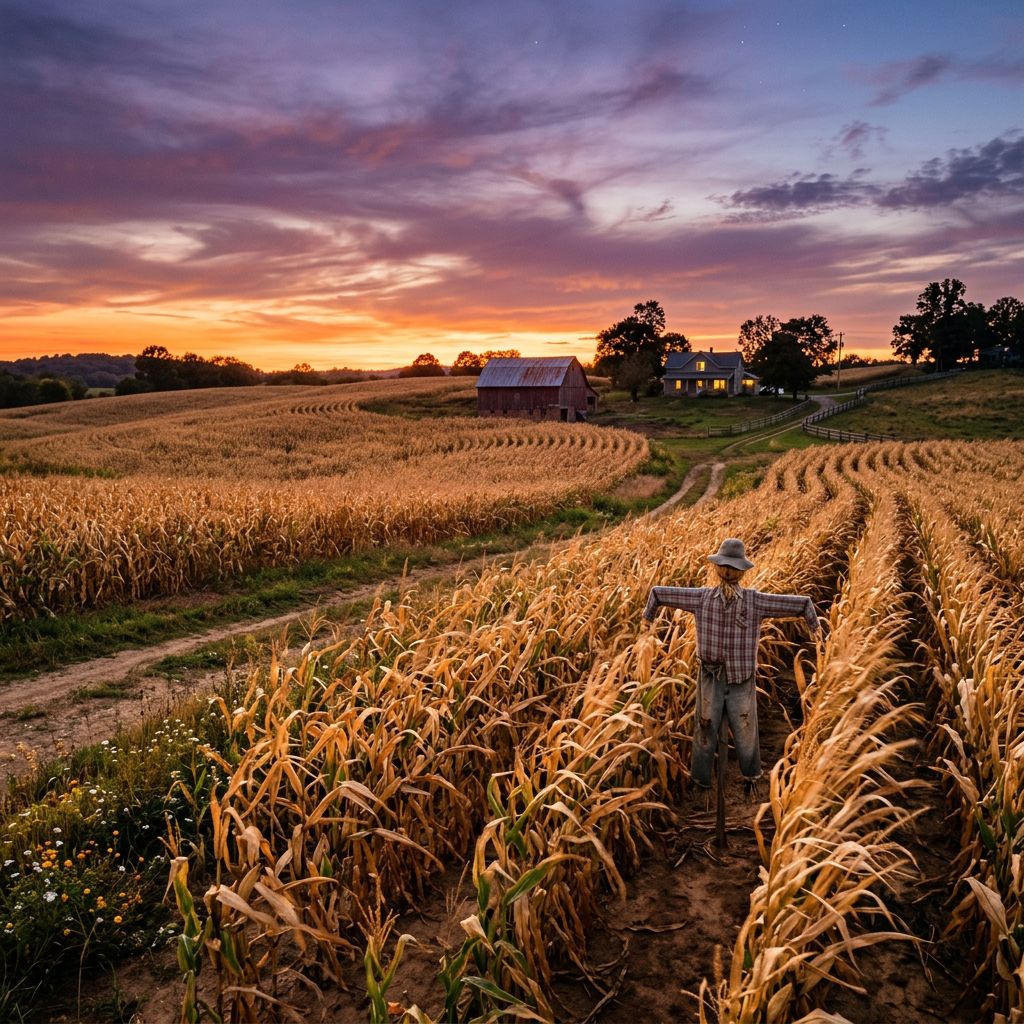 Corn field at sunrise